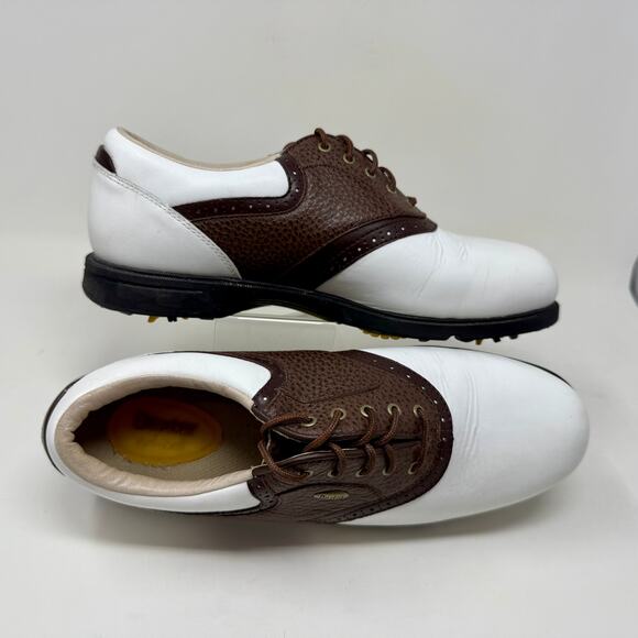 Dexter Leather Pivot Pro Golf Shoes Mens 9 1/2 Oxford Saddle Brown White K.5.4 - Picture 7 of 15